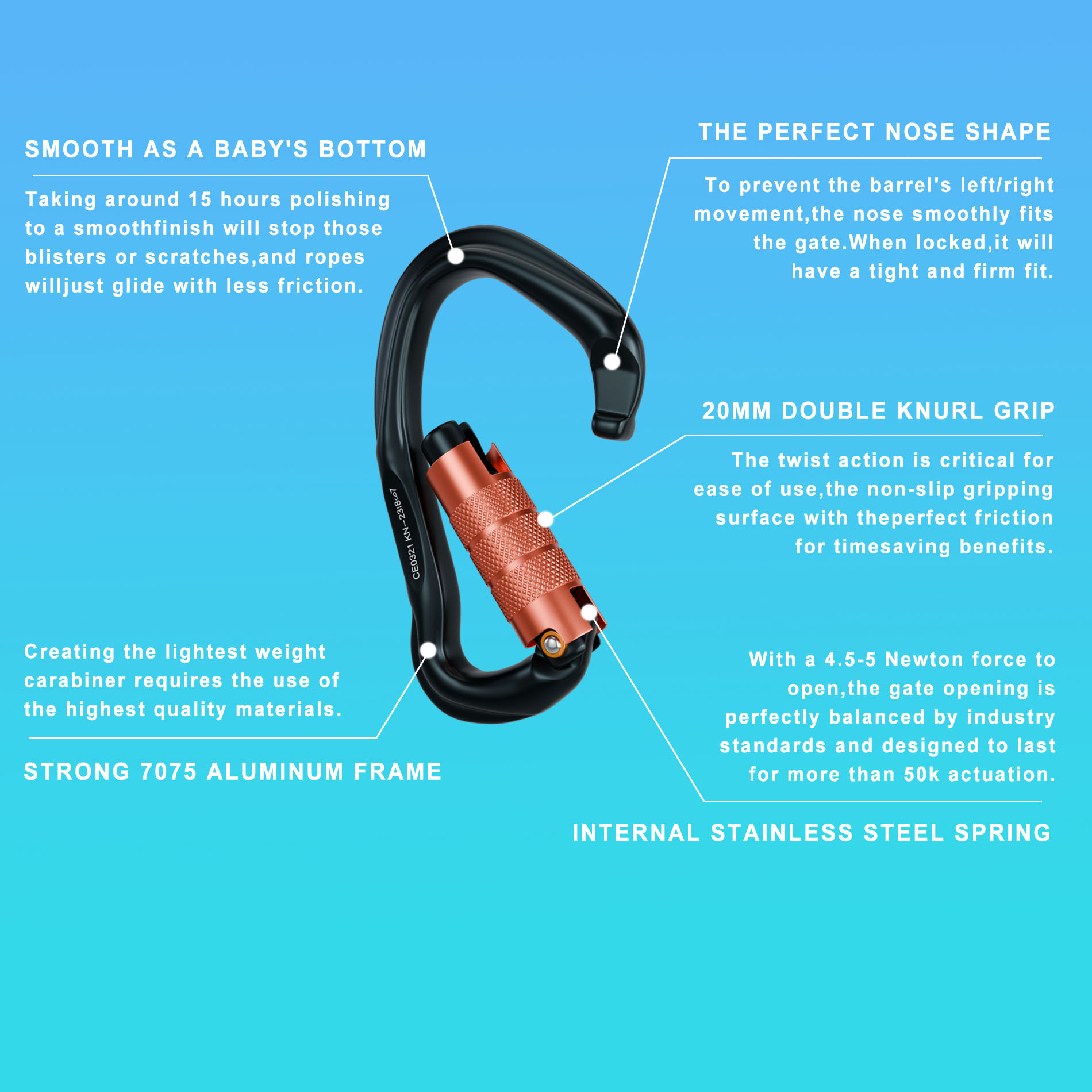 Auto Locking Carabiner Large Carabiner 23KN Screw Lock Carabiner for Rock Climbing, Mountaineer, Aerial Work, hiking, rappelling, locking big adult dogs, hammock, swing ,carabiner key chains