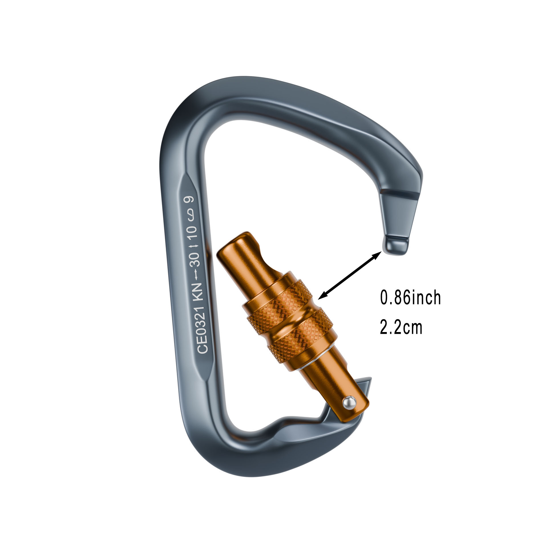 grey Rock climbing carabiner 30KN heavy duty carabiner Rappel Main Lock Large Size Auto Locking carabiner
