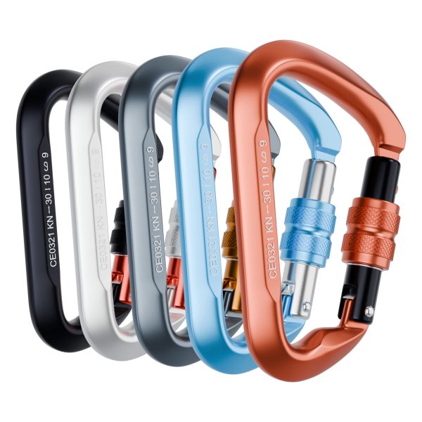 5PCS Rock climbing carabiner 30KN heavy duty carabiner Rappel Main Lock Large Size Auto Locking carabiner