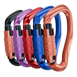 5PCS Auto Locking Carabiner Large Carabiner 23KN Screw Lock Carabiner for Rock Climbing, Mountaineer, Aerial Work, hiking, rappelling, locking big adult dogs, hammock, swing ,carabiner key chains