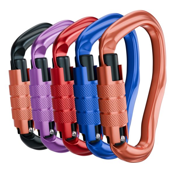 5PCS Auto Locking Carabiner Large Carabiner 23KN Screw Lock Carabiner for Rock Climbing, Mountaineer, Aerial Work, hiking, rappelling, locking big adult dogs, hammock, swing ,carabiner key chains
