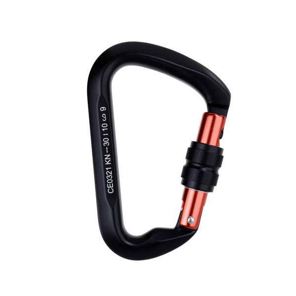 black Rock climbing carabiner 30KN heavy duty carabiner Rappel Main Lock Large Size Auto Locking carabiner