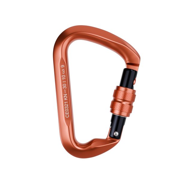 orange Rock climbing carabiner 30KN heavy duty carabiner Rappel Main Lock Large Size Auto Locking carabiner